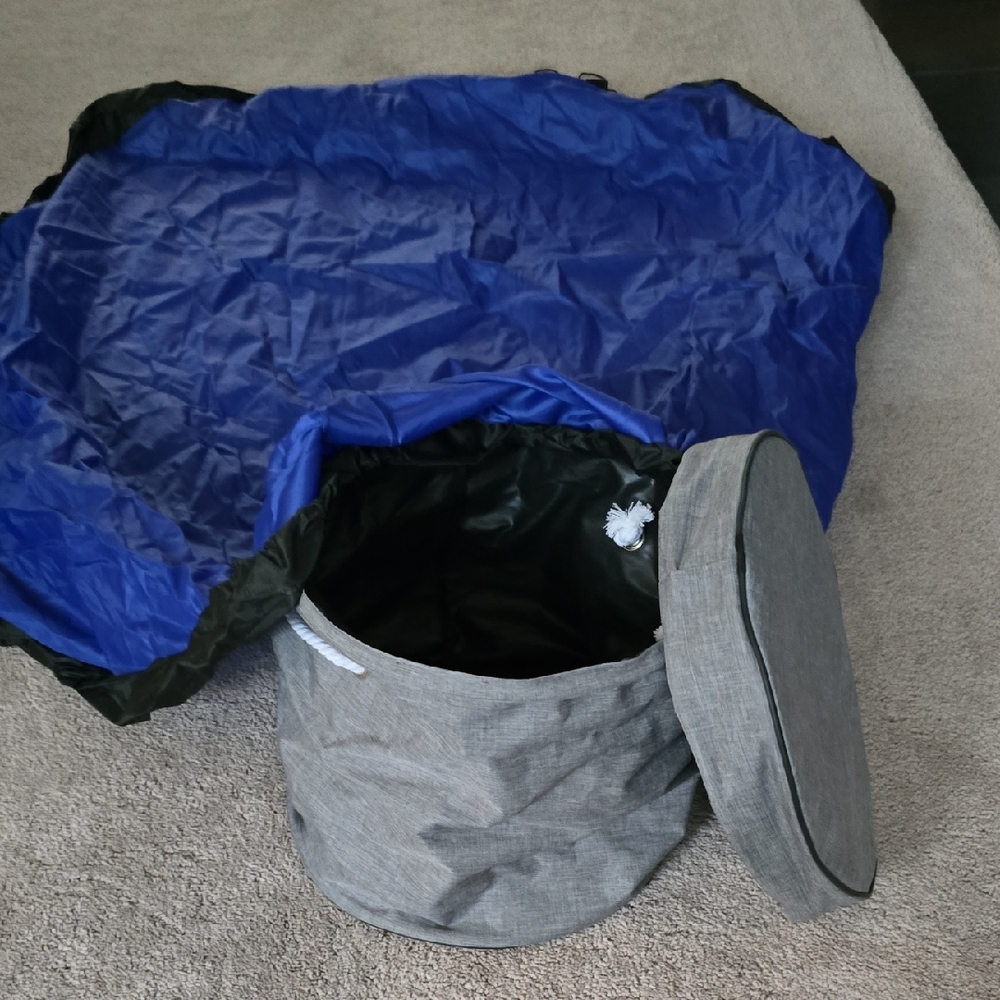 Gray and Blue Collapsible Storage Bin - Great For Lego Building and Easy Cleanup